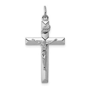 Million Charms 925 Sterling Silver Rhodium-plated INRI Crucifix Pendant